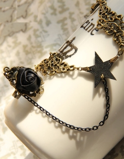 Retro Street  Punk Star Bracelet with Ring 