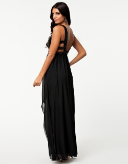 Black Sequin High Low Maxi Dress