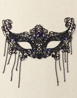 Vintage Gothic Blue Beads Tassel Eye Masks
