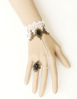 White Lace Bracelet Black Ring Jewelry