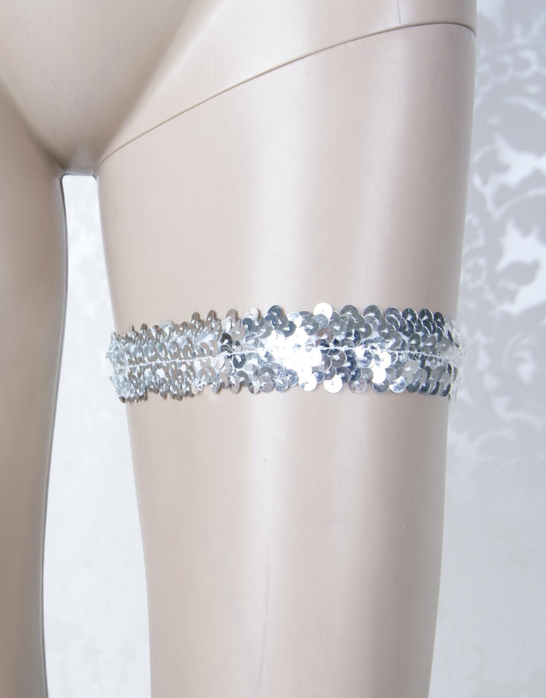 Silver Sequined Garter 