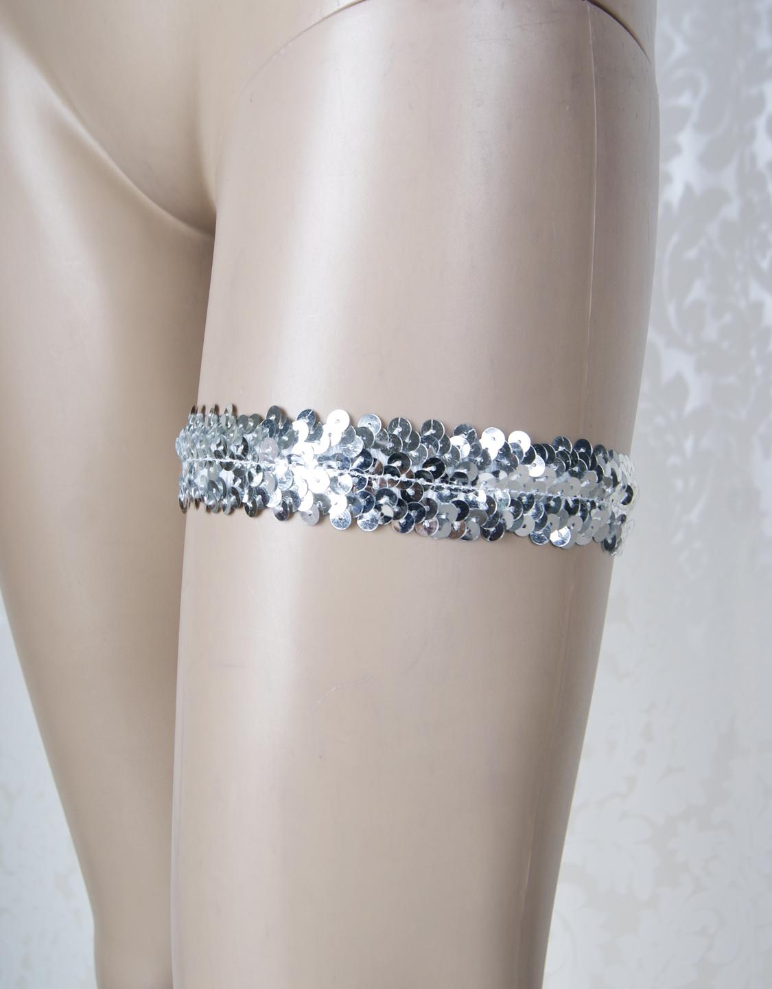 Silver Sequined Garter 