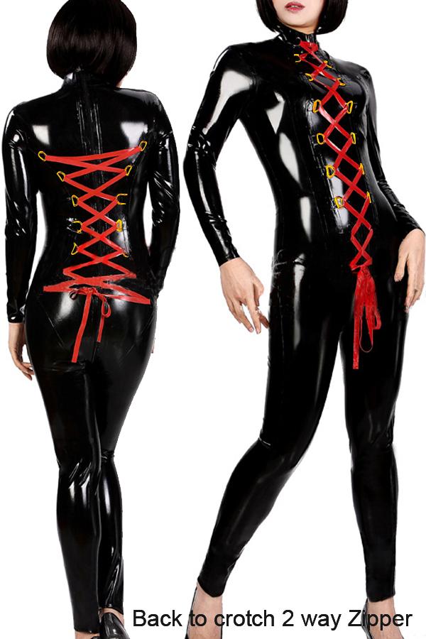 Two Way Zipper Jumpsuit Costume Black