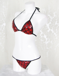  Red and Black Scales Bra and Panty