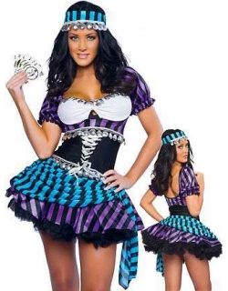 Ladies Gypsy Girl colourful dress up Costume