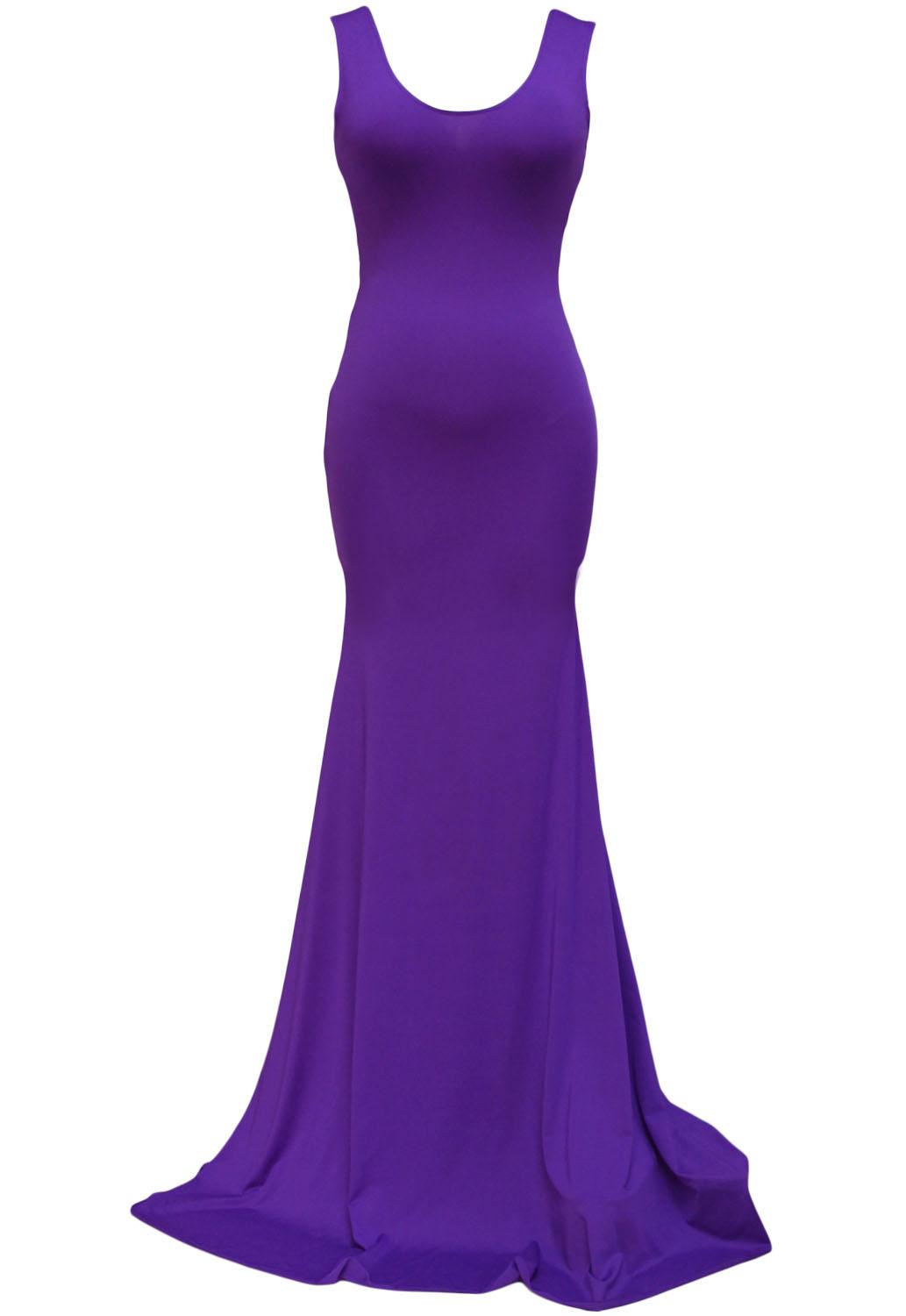 Long Dress With Chain Purple Lycra Back
