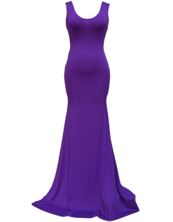 Long Dress With Chain Purple Lycra Back