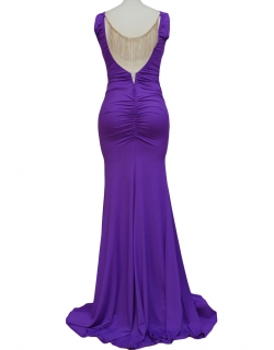 Long Dress With Chain Purple Lycra Back