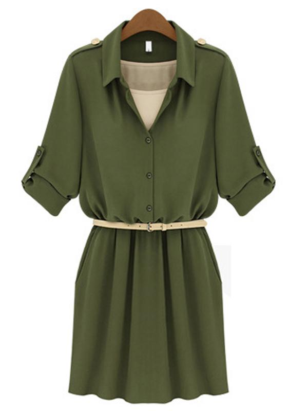 Dark Green Summer Midi Dress
