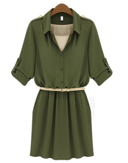 Dark Green Summer Midi Dress