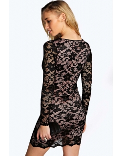 Sexy V-neck Lace Mini Dress