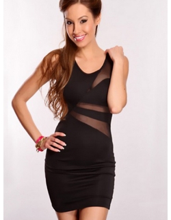 Black Sexy Mesh Mini Dress