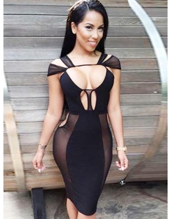 Sexy Women Mesh Black Club Dress