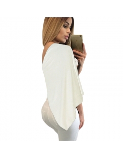 White Belted Flare One Shoulder Top