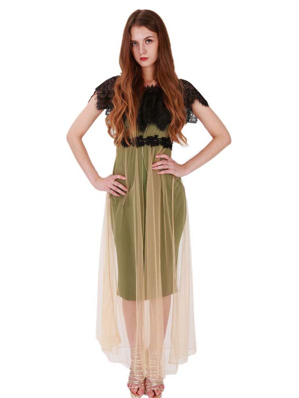 Elegant Party Dress With Eyelash Lace Sleeve