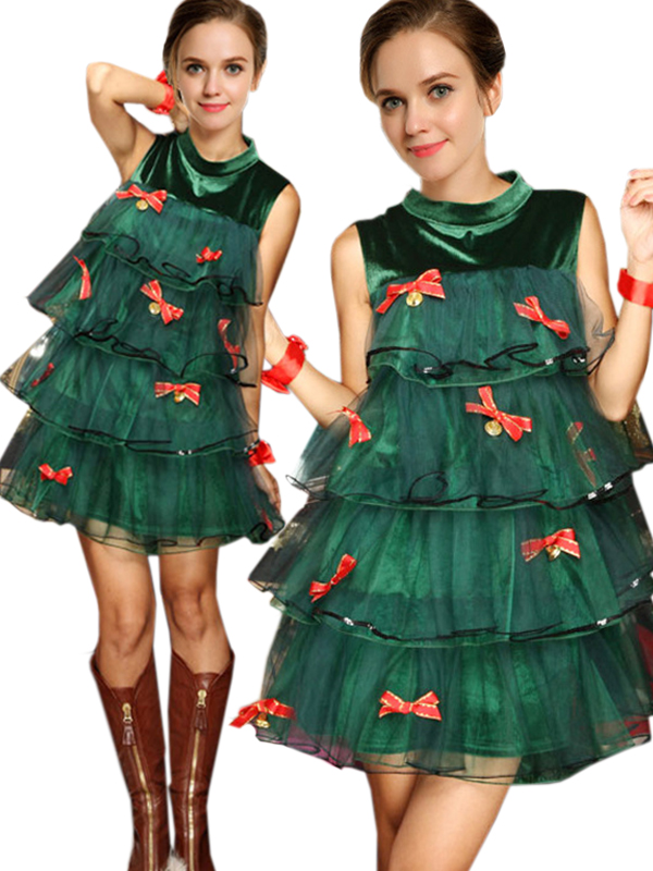 Green Sleeveless Christmas Costume