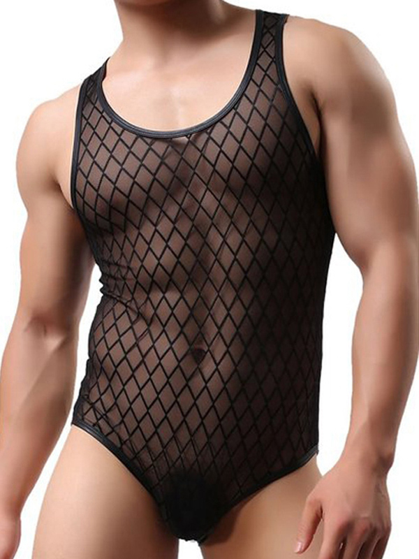 Men Erotic Black Bodysuit Lingerie