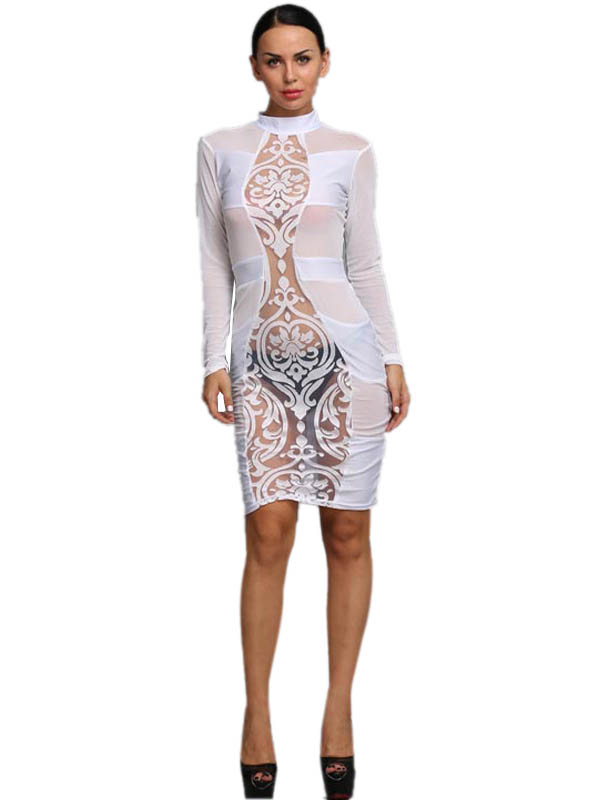 Mesh Long Sleeves Dresses For Women