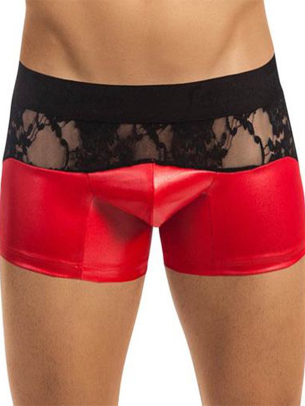 Red Black Lace Men Pants