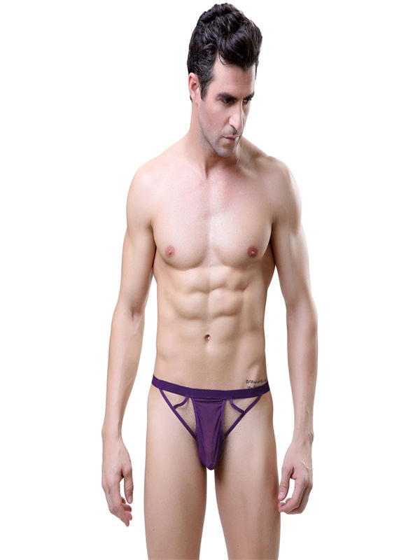 See Through Purple Mens Lingerie Thong