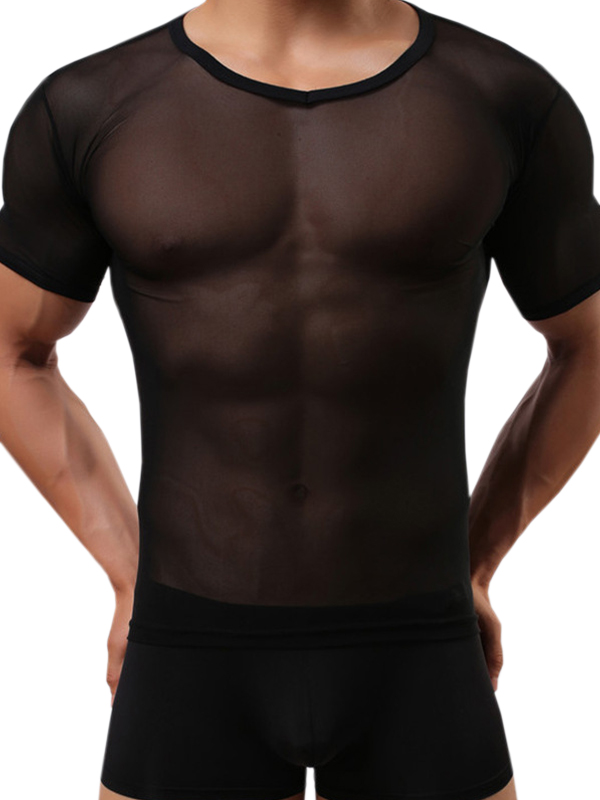 Sexy Black Transparent Men Tops