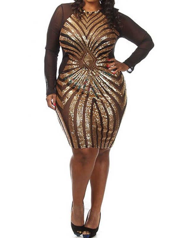 Sexy Plus Size Sequin Bodycon Dress