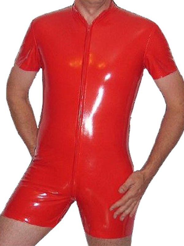 Sexy Red Wetlook Bodysuits Men