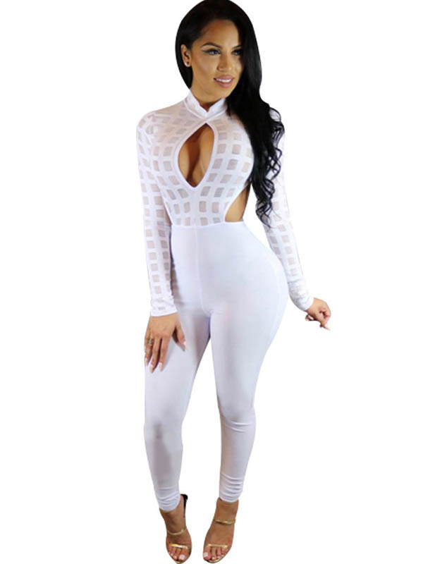 White Cut Out Long Jumpsuit