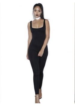 Black Sleeveless Hollow Out Jumpsuit