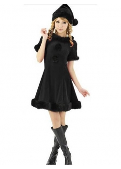 Dark Cute Sleeve Fur Chrismas Dress