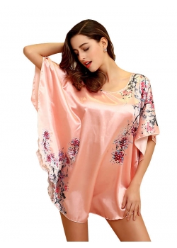 Elegant Flower Shoulder Satin Sleepwear