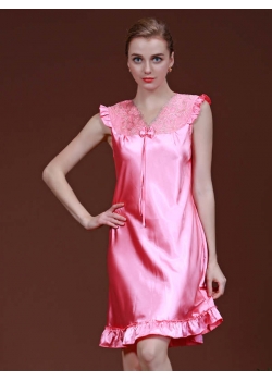 Elegant Ladies Satin Nightgown Rose