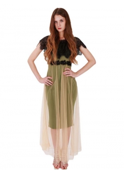 Elegant Party Dress With Eyelash Lace Sleeve