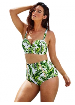 High Waist Lips Printed Swimwear