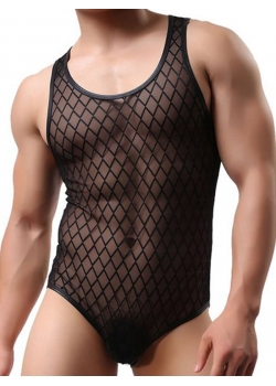 Men Erotic Black Bodysuit Lingerie