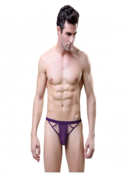 See Through Purple Mens Lingerie Thong