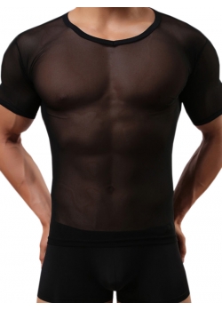 Sexy Black Transparent Men Tops