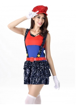 Sexy Halloween Cute Mario Costume Red