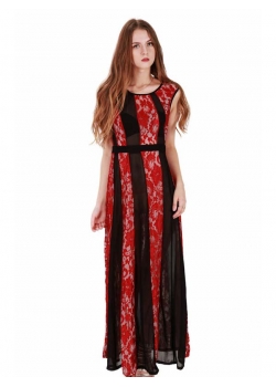 Sexy Sheer Red Lace Long Gown