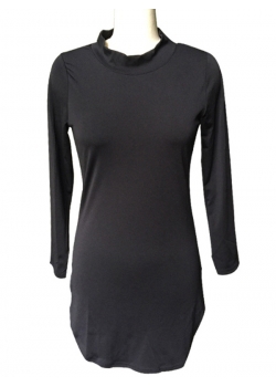 Sexy Stand-Up Collar Long Sleeve Black Bodycon Dress Women