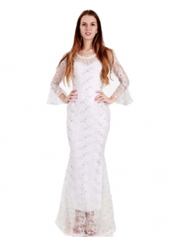 White Elegant Lace Evening Dress
