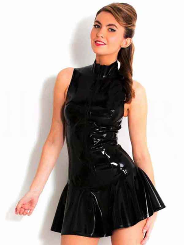 S-XXL Sexy Sleeveless Vinyl Dress
