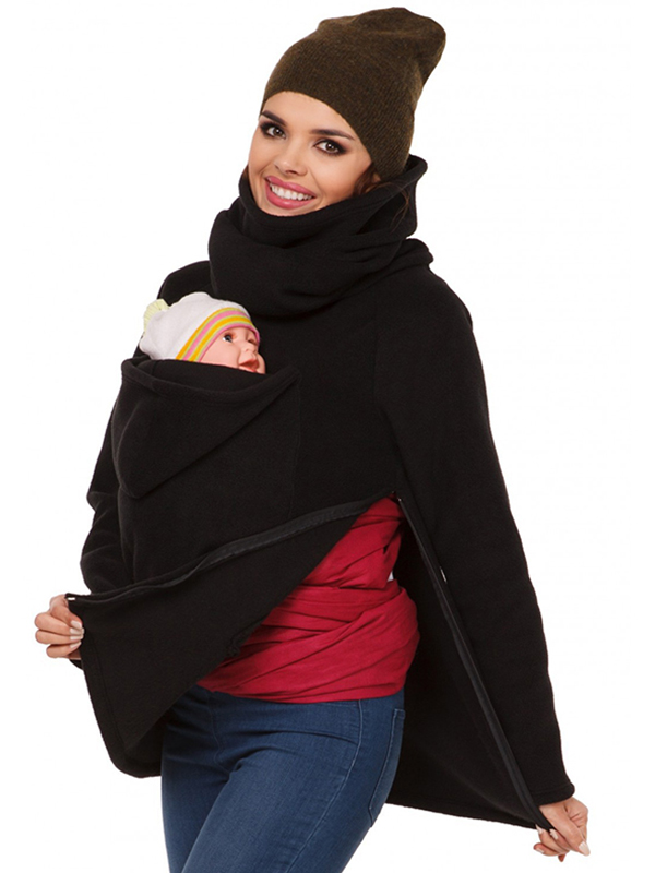 Relaxed Pregnancy Baby Zipper Black Personalized Hoodies