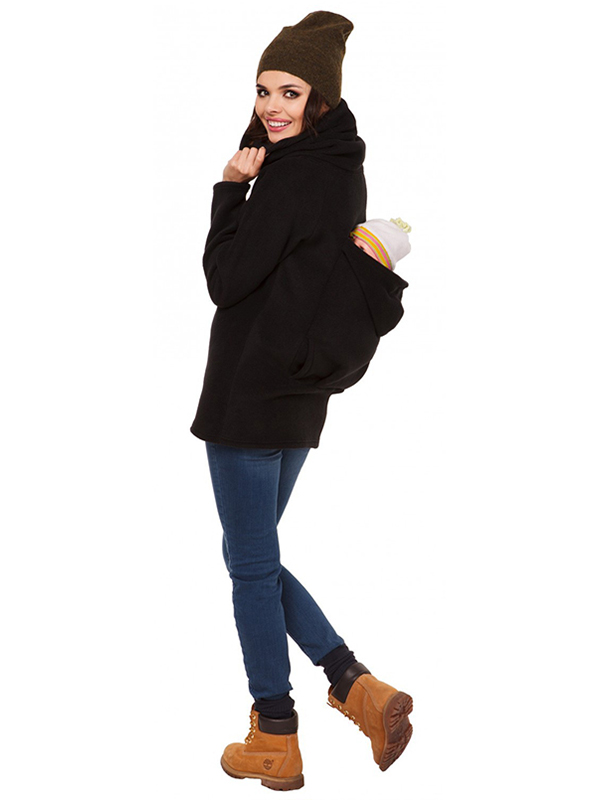 Relaxed Pregnancy Baby Zipper Black Personalized Hoodies