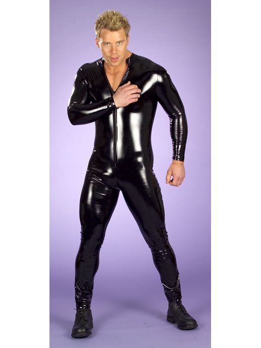 Vinyl Black Men Catsuit