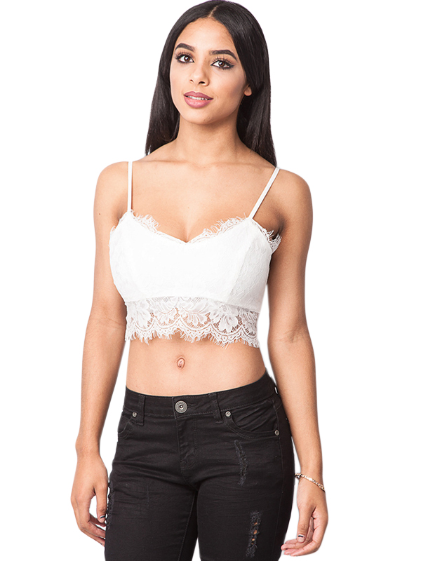 White Spaghetti Strap Crop Top