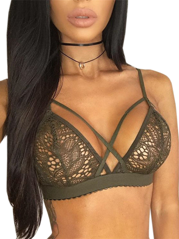 Women Sexy Green Sheer Bra