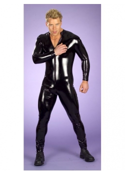 Vinyl Black Men Catsuit