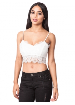 White Spaghetti Strap Crop Top