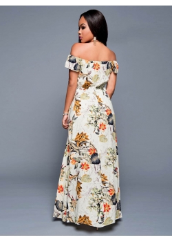 Women Chiffon Flower Romper Maxi Dress